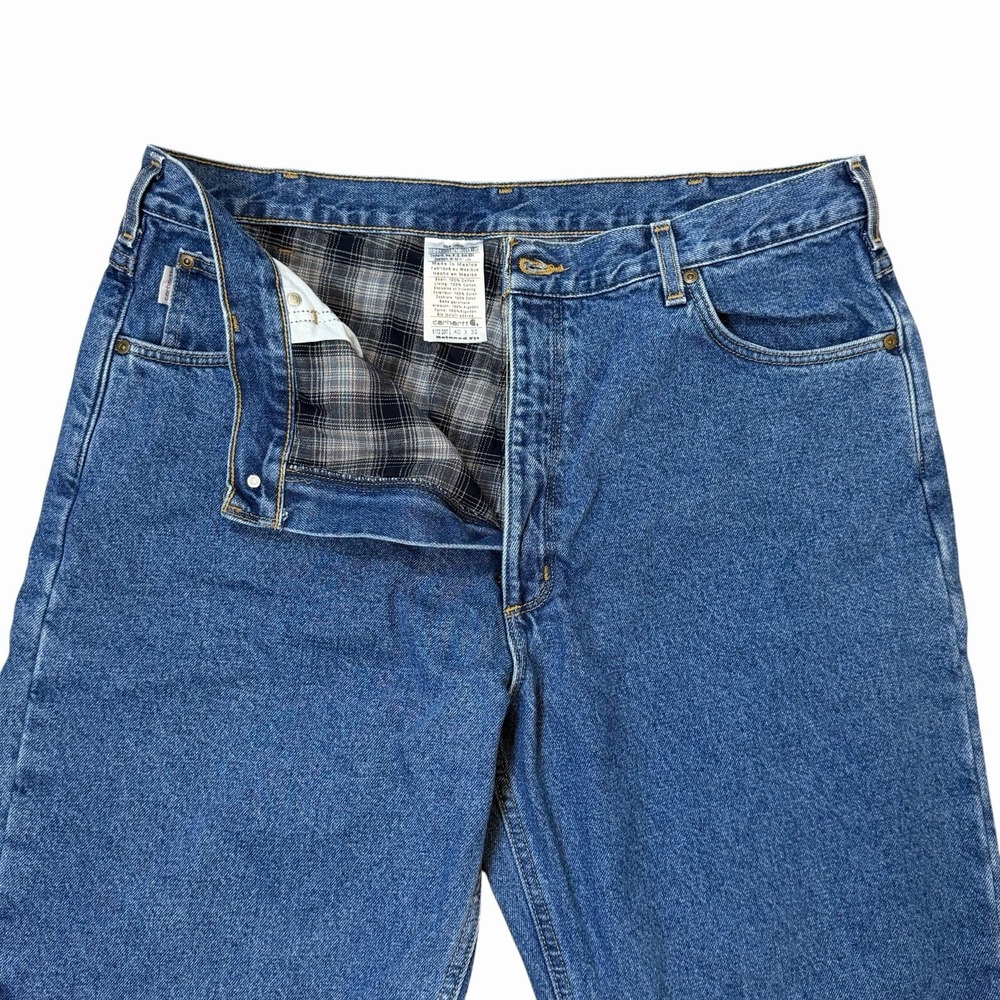 Carhartt Flannel Lined Relaxed Fit Denim Jeans Mens Sz 38X31.5 B172-DST Workwear